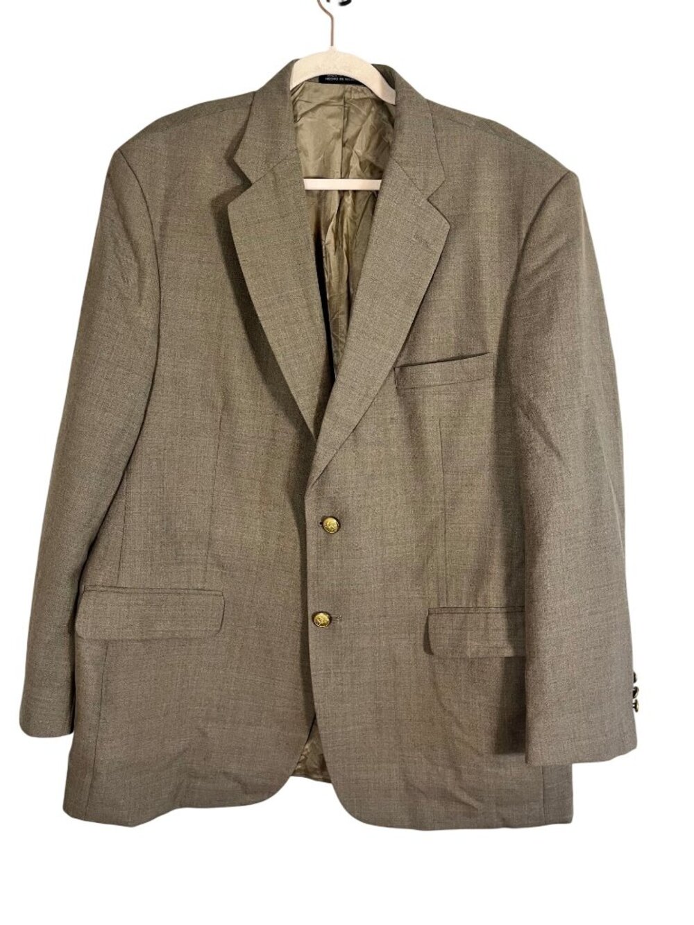 Neutral Wool Sport Jacket‎ Brown 44R Preppy Wedding Formal Work Office Classic